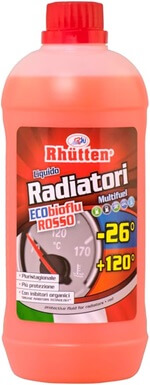 Liquido Refrigerante Auto Ecobioflu Rhütten Rosso G12 per Raffreddamento Motore e Radiatore